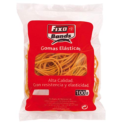 FIXO 45040 Bolsa de Gomas Elásticas, 100 g, 1.5 mm x 4 cm