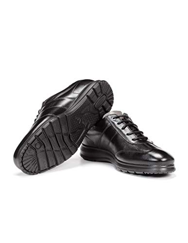 Fluchos | Zapato de Hombre | Zeta F0606 Soft Negro Zapato | Zapato de Piel de Vacuno de Primera Calidad | Cierre con Cremallera | Piso Ligero de Goma EVA dotado de la tecnología Shock Absorber