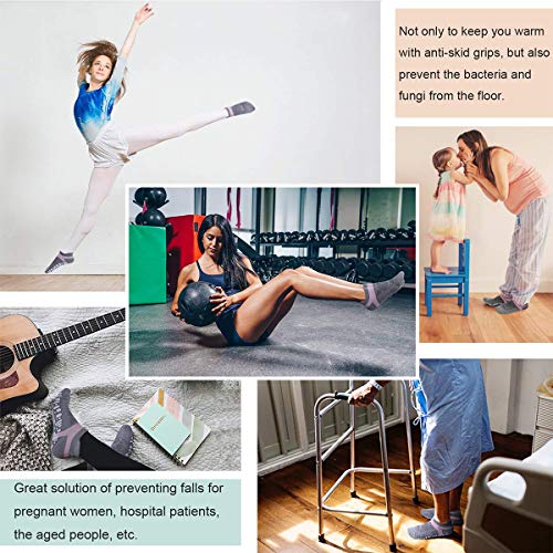 Fodlon Calcetines Yoga Antideslizantes, 4 Pares Calcetines de Deporte con Grips para Pilates, Ballet, Fitness, EU 35-40