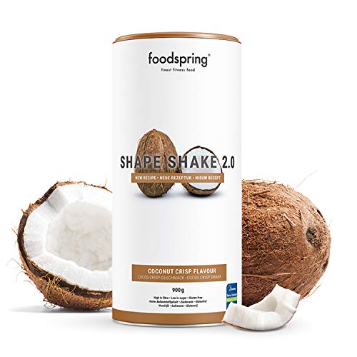 foodspring Shape Shake 2.0, Cocos Crisp, 900 g, Sustitutivo de comidas para controlar el peso, Alto en proteínas y fibras