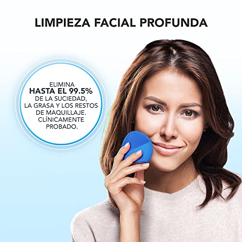 FOREO LUNA mini 2 Aquamarine cepillo de limpieza facial para todo tipo de pieles, cabezal de 3 zonas, ultra higiénico, 8 intensidades, 300 usos por carga, impermeable, 2 años de garantía