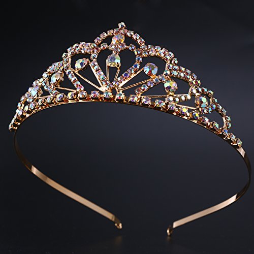 FRCOLOR Piedras del Strass Tiara Corona Cristal de chispa Colorido Peine Diamante Princesa Tiara Casco nupcial Boda Tiara nupcial