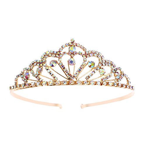 FRCOLOR Piedras del Strass Tiara Corona Cristal de chispa Colorido Peine Diamante Princesa Tiara Casco nupcial Boda Tiara nupcial