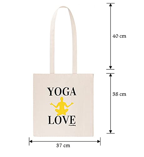 FremiBag Yoga Love - Bolsa de la compra | Bolsa de tela con asa larga para esterilla de yoga | Bolsa de yoga