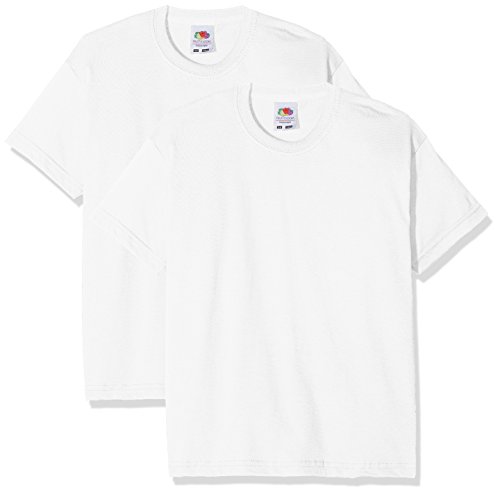 Fruit of the Loom Kids Valueweight Short Sleeve T 2 Pack Camiseta, Blanco (White White), 3-4 Años (Pack de 2) para Niños