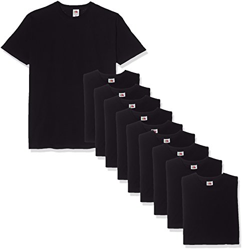 Fruit of the Loom Valueweight Short Sleeve Camiseta, Negro, L (Pack de 10) para Hombre