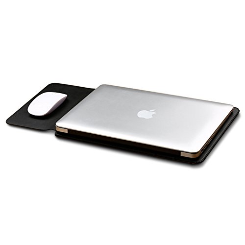 Funda para MacBook de microfibra, cuero, fina, de lujo, alfombrilla para ratón integrada, para MacBook Air 13,3 pulgadas MacBook Pro 13,3" MacBook Pro y Pro Retina 13,3 pulgadas, Negro