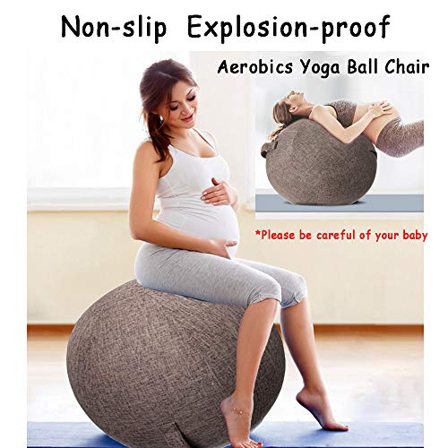 Funda Pelota Yoga Silla Pelota Pilates Pelota para Oficina Ergonomicas Anti-explosión para La Oficina y El Hogar, Fitness Trabajo de Parto y Embarazo,Brown,55