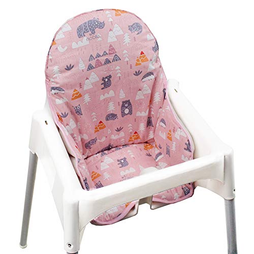 Fundas de asiento de algodón para silla alta por ZARPMA, superficie de algodón y acolchado de algodón, patrón bosque, plegable para silla de bebé, cojín de silla infantil IKEA (bosque rosa)