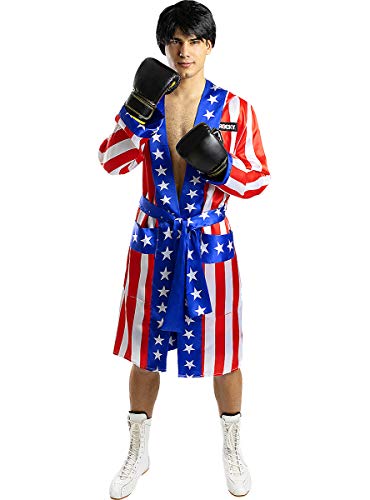 Funidelia | Bata de Rocky Balboa para hombre ▶ Boxeo, Profesiones - Disfraz para adultos y divertidos accesorios para Fiestas, Carnaval y Halloween - Talla M - Azul