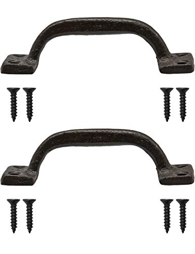 FUXXER® - 2 tiradores de cajón rústicos, hierro fundido antiguo, diseño medieval, para puertas correderas, armarios, cómodas, cajoneras, 2 unidades, color negro.
