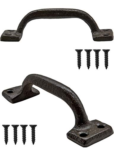 FUXXER® - 2 tiradores de cajón rústicos, hierro fundido antiguo, diseño medieval, para puertas correderas, armarios, cómodas, cajoneras, 2 unidades, color negro.