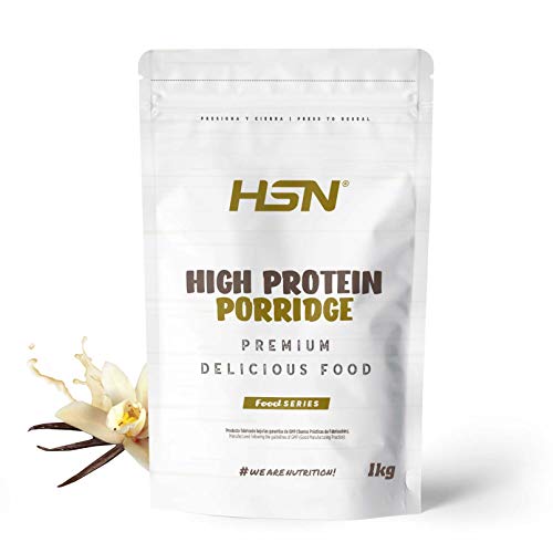 Gachas de Avena Proteicas de HSN | Sabor Vainilla 1 Kg = 20 Tomas | Porridge Proteico de Avena Integral y Proteína de Suero | Fácil y Rápido de Preparar | Bajo en Azúcar | Apto Vegetariano