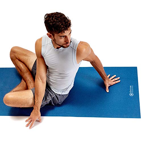 Gaiam Essentials Premium - Esterilla de yoga con soporte para esterilla de yoga, color gris, 172 cm de largo x 60 cm de ancho x 1/4 pulgadas de grosor