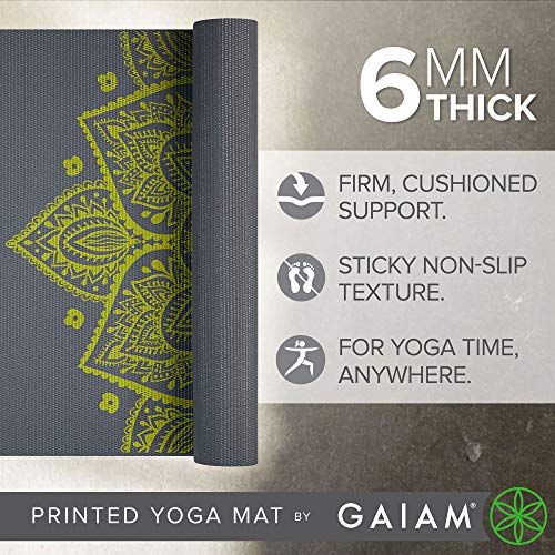 gaiam Yoga Mat Citron Sundial, Unisex, 68-Inch x 24-Inch x 5mm
