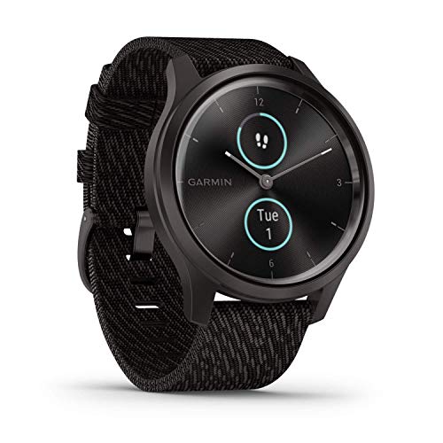 Garmin vívomove Style, Smartwatch híbrido con dos pantallas ocultas a color, Garmin Pay, 42 mm Negro