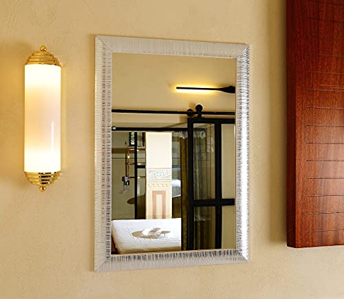 GaviaStore - Elise 70x50 cm - Espejo de Pared Moderno Muebles para el hogar Arte decoración Sala de Estar Sala Moderna Dormitorio baño Cocina Entrada Wall (Silver)