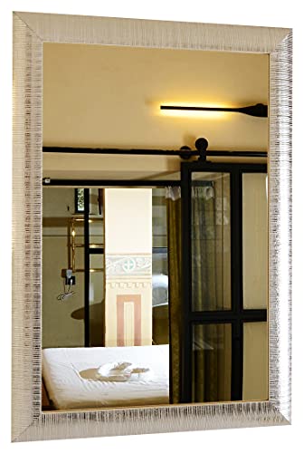GaviaStore - Elise 70x50 cm - Espejo de Pared Moderno Muebles para el hogar Arte decoración Sala de Estar Sala Moderna Dormitorio baño Cocina Entrada Wall (Silver)