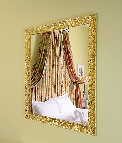 GaviaStore - Julie Gold 90x70 cm - Espejo de Pared Moderno (18 tamaños y Colores) Grande XXL hogar decoración Salon Modern Dormitorio baño Entrada