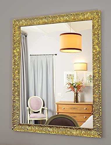 GaviaStore - Julie Gold 90x70 cm - Espejo de Pared Moderno (18 tamaños y Colores) Grande XXL hogar decoración Salon Modern Dormitorio baño Entrada