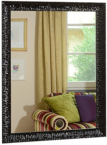 GaviaStore - Julie Negro 90x70 cm - Espejo de Pared Moderno (18 tamaños y Colores) Grande XXL hogar decoración Salon Modern Dormitorio baño Entrada