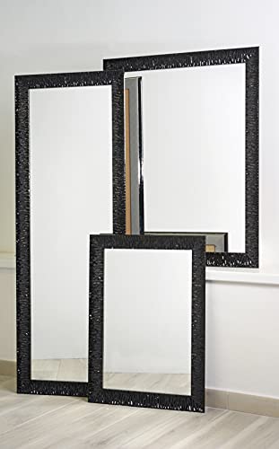 GaviaStore - Julie Negro 90x70 cm - Espejo de Pared Moderno (18 tamaños y Colores) Grande XXL hogar decoración Salon Modern Dormitorio baño Entrada