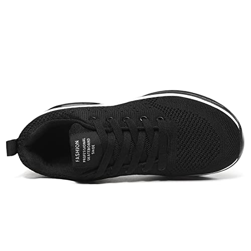 GAXmi Zapatillas Deportivas Mujer Zapatos de Malla Transpirables y Ligeros con Cordones y Cojín de Aire para Running Fitness Negro 36 EU (Etiqueta 37)
