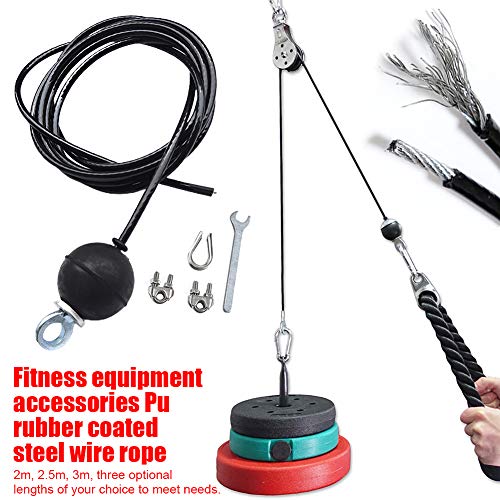 GeKLok Cable de polea de fitness, gimnasio, cable de alambre de acero, práctico cable de repuesto para máquina de polea, entrenador de fuerza de mano para tríceps (tamaño: 2 m)