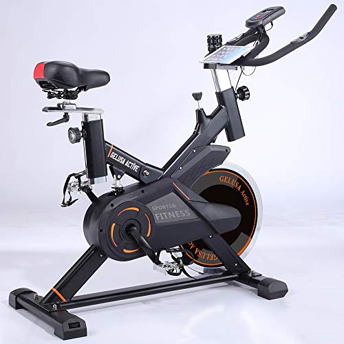 gelusa. Bicicleta estática Ciclo Indoor Spinning con Amortiguador Active, Volante de Inercia 18 kg, Pantalla LCD