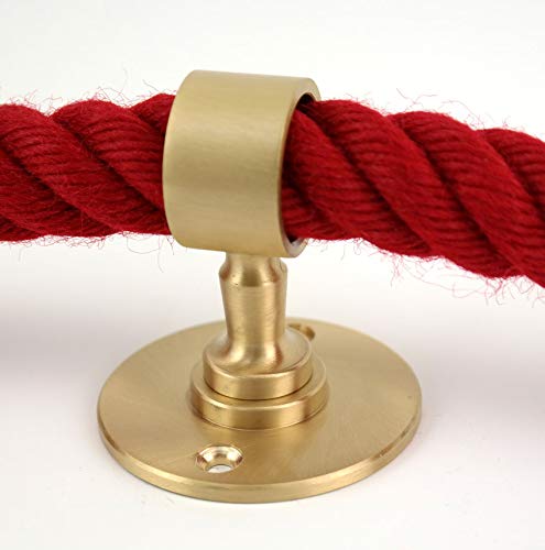 Gepotex Soporte de cuerda/soporte de pared/soporte de cuerda de latón mate para cuerda de 25 mm – cuerda de pasamanos – cuerda de pasamanos