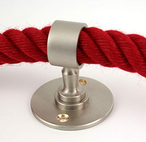 Gepotex Soporte de cuerda/soporte de pared/soporte de cuerda de níquel mate para cuerda de 25 mm – pasamanos cuerda de pasamanos – cuerda de pasamanos
