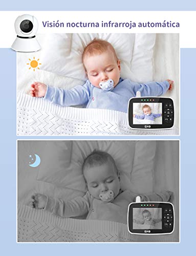 GHB Vigilabebés Inalambrico Bebé Monitor Inteligente con LCD 3.5 Pulgadas