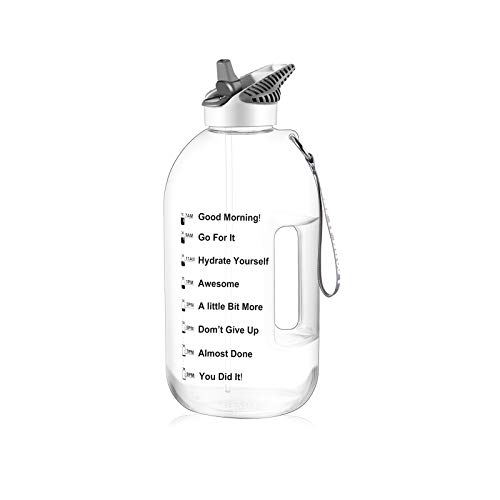 GHONLZIN Botella de Agua Deportiva, 2.5L Water Bottle, Botella Agua sin BPA Reutilizable Botellas de Agua con Marcador de Tiempo para Athletic, Bici, Gimnasio, Oficina