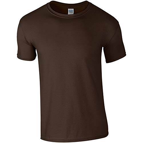 Gildan - Suave básica Camiseta de Manga Corta para Hombre - 100% algodón Gordo (Grande (L)) (Marrón Chocolate)