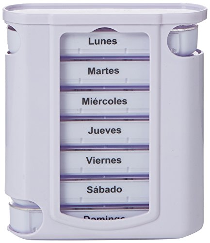 Gima 25755 pastillero semanal Tower, 4 compartimentos, Español y Portugués