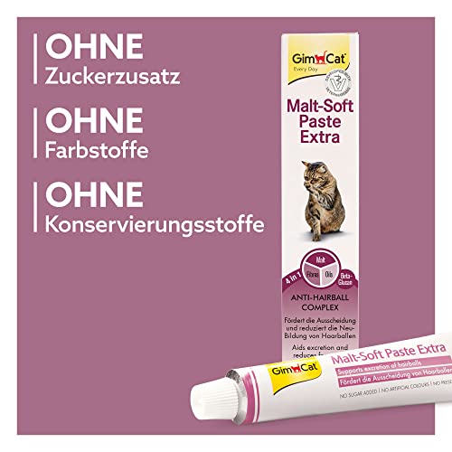 GimCat Malt-Soft Extra, pasta con malta- Anti-Hairball snack para gatos favorece la excreción de bolas de pelo (1 x 50 g)