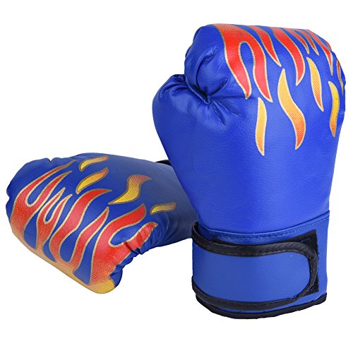 GLOGLOW 3 colores PU niños guantes de boxeo niños dibujos animados MMA Sparring guantes de entrenamiento Muay Thai Sparring guantes de entrenamiento (azul)