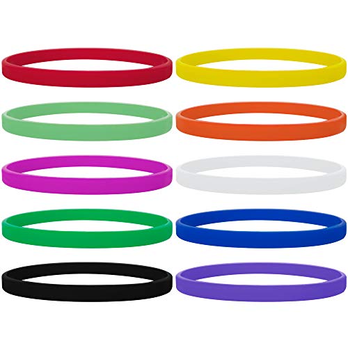 Gogo 100 Pulseras de Silicona Personalizada, Pulsera Elastica de Multicolor, Brazalete de Goma, Brazalete Deportivo - Colores Mezclados