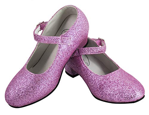 Gojoy shop- Zapato con Tacón de Danza Baile Flamenco o Sevillanas para Niña y Mujer,Contiene : Zapato con Tacón y Mochila de Cuerdas. 5 Colores Disponibles (P- Rosa Clara, 30)