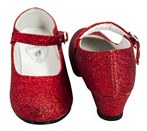 Gojoy shop- Zapato con Tacón de Danza Baile Flamenco o Sevillanas para Niña y Mujer,Contiene : Zapato con Tacón y Mochila de Cuerdas. 5 Colores Disponibles (P-Rojo, 35)