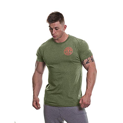 Gold's Gym - Camiseta básica para Hombre, diseño de Pecho Izquierdo, Color Naranja