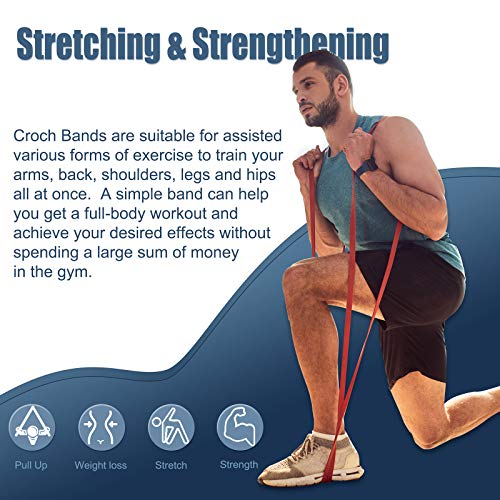 Gomas Fitness Bandas de resistencia de látex natural para resistencia y apoyo para dominadas con guía de ejercicios, entrenamiento de fuerza y desarrollo muscular rojo + negro
