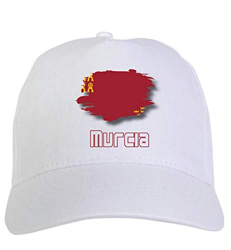 Gorra blanca Murcia España Bandera – Deportivo Ultras, de poliéster, 5 paneles, ajuste de velcro 67