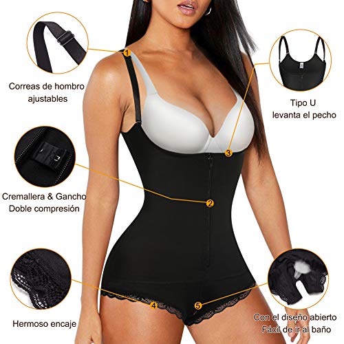 Gotoly Fajas Reductoras Adelgazantes para Mujer Corsé Underbust Lencería Moldeadora Shapewear de Control de Abdomen Bodysuit Posparto (Negro, Small)