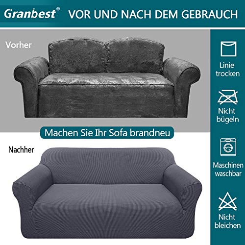 Granbest - Funda de sofá de Alta Elasticidad, diseño Moderno, Jacquard, para el salón, para Perros y Mascotas (3 plazas, Gris)