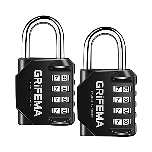 GRIFEMA GA1001 - Candados de seguridad, 4 Digitos, 2 Piezas, Grillete corto [Exclusivo en Amazon]