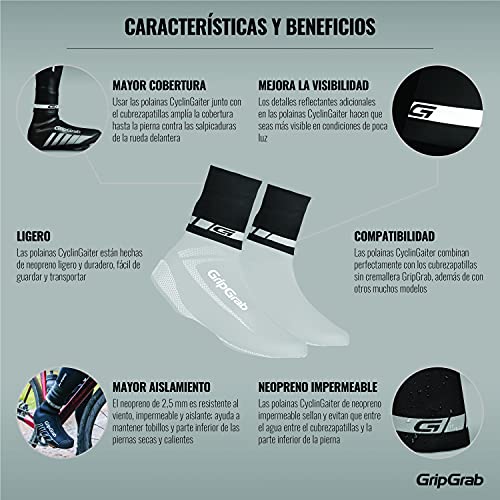 GripGrab CyclinGaiter - Calentadores Impermeables de Neopreno para la Lluvia, Negro, Small/Medium