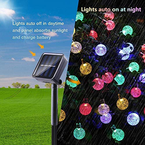 Guirnalda Luces Exterior Solares, BrizLabs 6.5M 30 LED Cadena de Luces Impermeable 8 Modos De Iluminación para Interiores y Exteriores Jardín, Navidad, Terraza, Patio, Fiestas, Multicolor