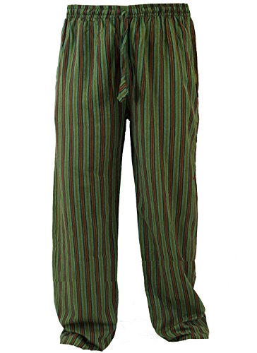 GURU-SHOP, Pantalones de Yoga, Pantalones Goa, Verde, Algodón, Tamaño:XL (48), Pantalones de Hombre