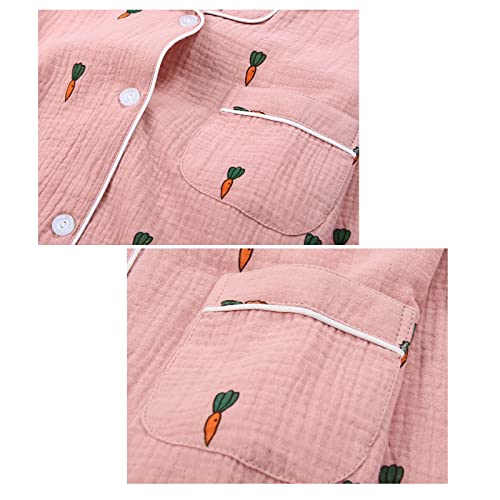 GYQWJPC Pijamas Primavera y otoño nuevos Pijamas algodón de Dos Piezas Crepe Crepe Pantalones de Manga Larga Carrot Simple Carrot Home Service Set Sleepwear Pijamas de Mujer (Color : C3, Size : L)